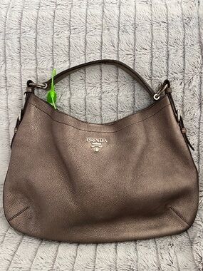 Prada Metallic Bronze Vitello Daino Leather Hobo